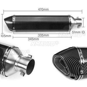 Tubo de Escape para Motocicleta de 470 mm, Punta de Escape Deslizable de 51 mm, Estilo Carbono, Tubo Trasero Universal para Honda/Yamaha/Suzuki - Product Image 1