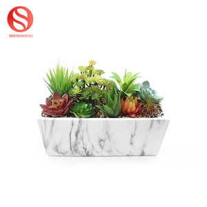 Décoration intérieure 13 pouces <span class=keywords><strong>rectangle</strong></span> grande marbre succulentes <span class=keywords><strong>pot</strong></span> gris <span class=keywords><strong>grand</strong></span> <span class=keywords><strong>pot</strong></span> en céramique avec des plantes - Product Image 3