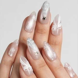 <span class=keywords><strong>Uñas</strong></span> Postizas <span class=keywords><strong>de</strong></span> Diseño Personalizado Navideño, Forma Almendrada Mediana, Precio al por Mayor, <span class=keywords><strong>Uñas</strong></span> Artificiales Hechas a Mano, Elegantes y Modernas - Product Image 2