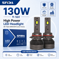 Phare LED 9005 9006 Ampoule 130W 10000LM Voiture Moto Feu de Brouillard Auto Vente en Gros Fabricant IP67 SFIDA V21 Kit de Conversion