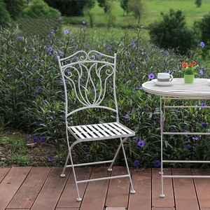 HE-1304 boda jardín al aire libre decorativa silla plegable de Metal blanco plegable al aire libre Bistro jardín metal sillas de hierro forjado - Product Image 4