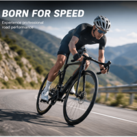Vélo de route en fibre de carbone 700C, 24 vitesses, freins à disque hydrauliques, roues en alliage, pour adultes, course, cyclisme, triathlon, entraînement