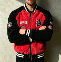 Blouson Bomber d'Hiver Fin et Réversible en Sherpa pour Homme, Imperméable et Coupe-Vent, avec Logo Brodé, Style Sororité et Motifs Grecs