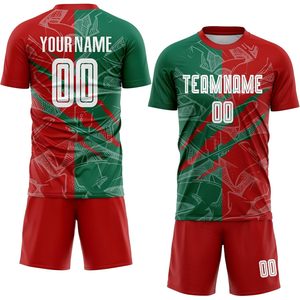 Conjunto de Camisetas de Fútbol Personalizadas con Estampado Sublimado, Absorbentes de Humedad, Uniformes de Práctica para Equipos Adultos Unisex, 100% Poliéster, Manga Corta, Rojo - Product Image 1