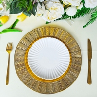 Assiette de Présentation Ronde en Plastique de 13 Pouces Style Rétro Européen Luxe Léger pour Décoration de Table de Mariage