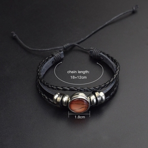 Solar System Punk <strong>Bracelet</strong> Sun Jupiter Earth <strong>Moon</strong> Mercury Glass Cabochon Men Women Braided Black Leather Woven <strong>Bracelet</strong> - Product Image 5