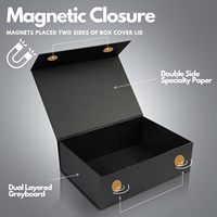 Boîte cadeau de luxe 13 x 10 x 4,5 pouces, grande boîte cadeau noire pour cadeaux avec couvercles magnétiques pour la Saint-Valentin, félicitations