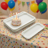 Assiettes en papier rectangulaires jetables épaissies de qualité alimentaire pour gâteaux, barbecues, fêtes, activités créatives en maternelle 9x6 pouces