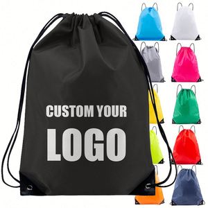 Wholesale Custom Logo Plain Polyester Eco Friendly Nylon Carry <b>Backpack</b> Sport Gift <b>Drawstring</b> Bag Promotional - Product Image 1