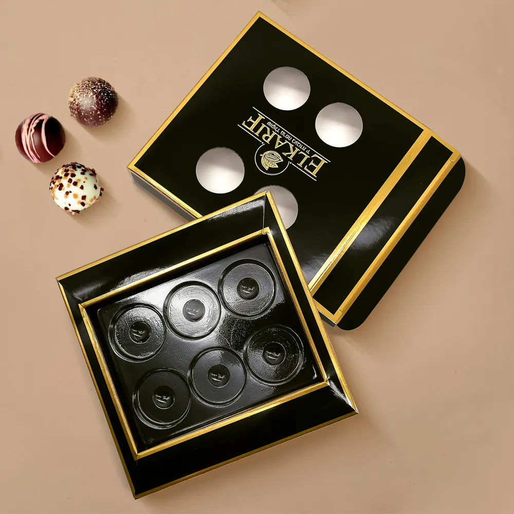 カスタム装飾チョコレートスナックギフト300 gsm紙箱包装デザートバクラバボックス
