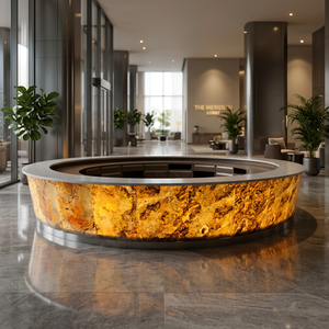 แผ่นหินวีเนียร์โปร่งแสงสีเงินเงา ดีไซน์ทันสมัยจาก Flatstone Designs ผิวสะท้อนแสง สำหรับตกแต่งผนังภายในห้องโถง - Product Image 6