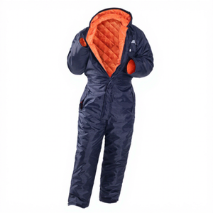 Combinaison de travail d'hiver unisexe en microfibre bleu marine avec doublure orange, bandes réfléchissantes, isolation thermique, imperméable, sécurité - Product Image 2