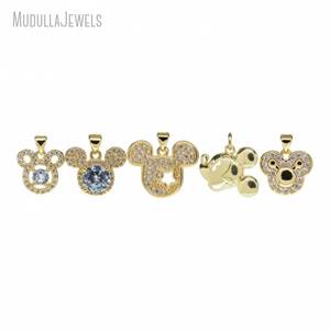 PM53478 Liontin Tikus Lucu Berbentuk Matahari dengan Zirkonia Kubik, Berlapis Emas, Tembaga, Aksesoris Kartun, Perhiasan CZ - Product Image 2