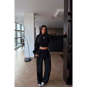 Black Hooded <b>Tracksuit</b> Vintage Sportswear for Autumn/Winter Breathable Lightweight Plus Size Printed Logo Solid Vintage Style - Product Image 3