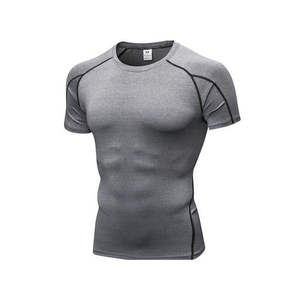 T-Shirt da <span class=keywords><strong>uomo</strong></span> con stampa personalizzata aderente a compressione sportiva da palestra t-Shirt da <span class=keywords><strong>uomo</strong></span> in poliestere Spandex Slim Fit - Product Image 2