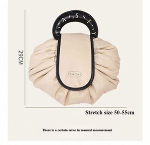 Large Capacity <b>Drawstring</b> Strap Design Logo Luxury Handle <b>Waterproof</b> Custom Pu Leather Makeup <b>Bag</b> Designed for Lazy People - Product Image 6