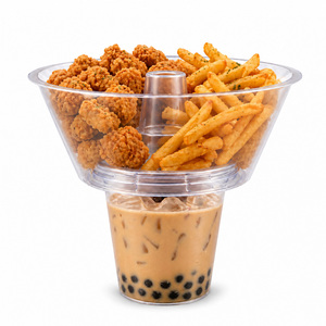 Gobelet jetable 3-en-1 en plastique PP avec couvercle bol à collation, transparent/givré, sans BPA, qualité alimentaire, pour boissons froides, thé au lait Boba, et hotpot - Product Image 4