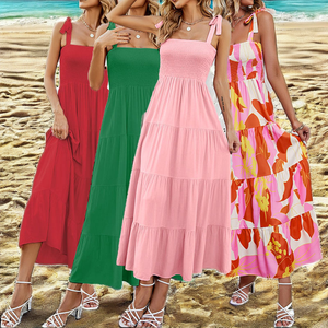 Vestido de mujer sexy sin espalda, de verano, de tejido natural, con estampado digital, cuello halter, largo hasta el suelo, corte en A - Product Image 2