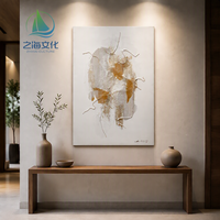 Peinture acrylique abstraite 100 % peinte à la main sur toile, personnalisable par Original Art Factory, art mural moderne avec corde en lin