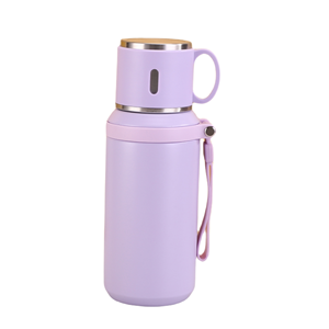 Bouteille d'eau isotherme portable grande capacité en acier inoxydable avec couvercle à pression, corde et paille pour sport et voyage - Product Image 2