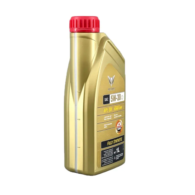 Garrafa de óleo dourada hdpe 1l, garrafa vazia do motor do gasolina para uso no carro, logotipo personalizado e colorido