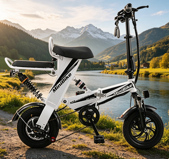 Cheap MiniBike Folding Electric Bike With Rear Seat Double Shock System Anti-slip Tire Adult Mini Ebike for Travel