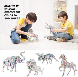 Ensemble de puzzles à colorier en 3D, 4 animaux, puzzles à peindre avec 12 marqueurs, cadeau créatif DIY pour garçons et filles de 8 à 12 ans - Product Image 3