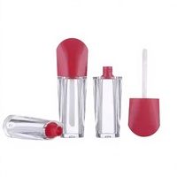 Tube de gloss à lèvres carré en plastique personnalisé de 3,5 ml, entièrement transparent, emballage cosmétique personnalisé pour rouge à lèvres