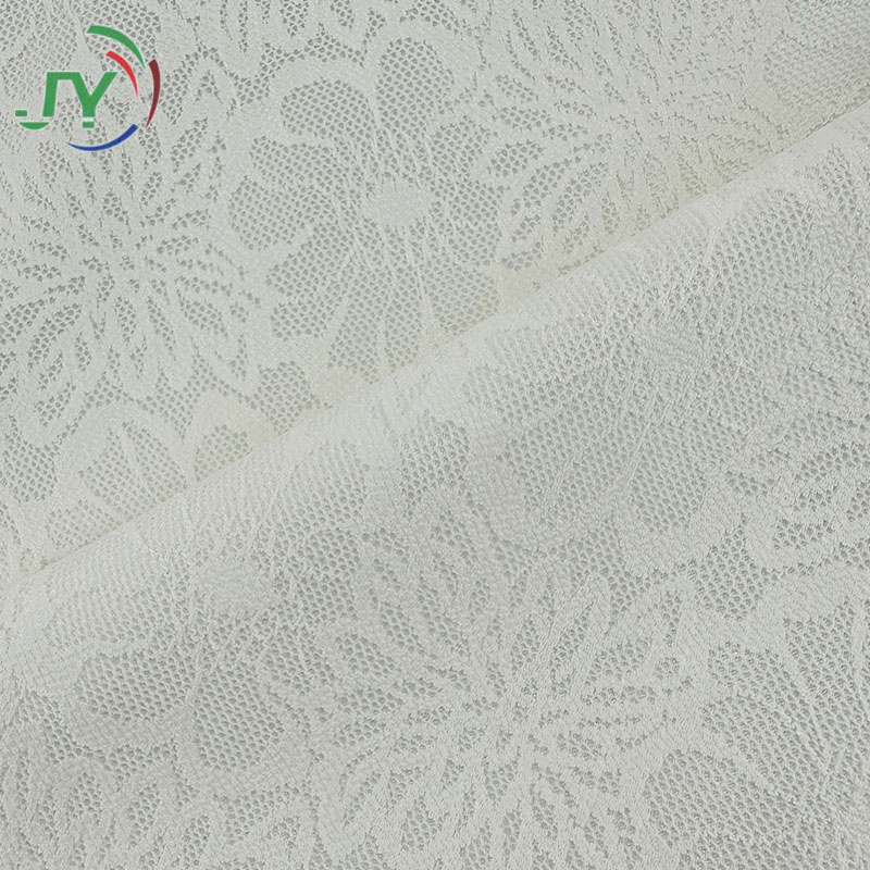 Wholesale 400GSM Polyester Breathable Elastic Stretch Embossed Floral Lace Fabric for Curtains Upholstery Sofa Napkins Home Deco