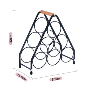 Porte-bouteilles de vin rouge portable de style européen, présentoir à six bouteilles, armoire à vin de bureau, supports de rangement avec poignée en bois - Product Image 6