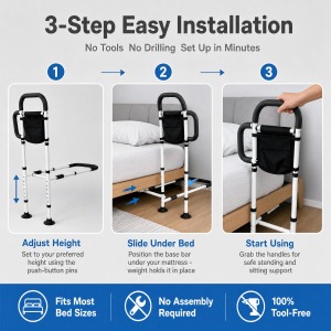 Barandillas de Seguridad <span class=keywords><strong>para</strong></span> <span class=keywords><strong>Cama</strong></span> <span class=keywords><strong>para</strong></span> <span class=keywords><strong>Adultos</strong></span> Mayores con Alturas Ajustables, Fáciles de Usar <span class=keywords><strong>para</strong></span> Subir o Bajar de la <span class=keywords><strong>Cama</strong></span> - Product Image 3