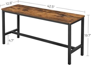 Banc de salle à manger en bois, paire de 2, style industriel, structure en acier, pour cuisine, salon, marron rustique noir - Product Image 6