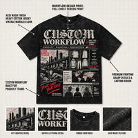 T-shirt décontracté pour homme, coupe classique, 100 % coton épais, style rétro, délavé à l'acide, design personnalisé, impression DTG, logo en relief.