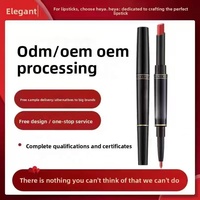 Crayon à lèvres double embout OEM/ODM, waterproof, longue tenue, hydratant, 2-en-1, tube fin, rouge à lèvres et crayon contour des lèvres, marque blanche