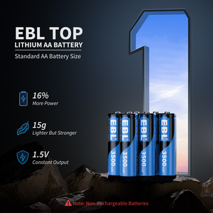 แบตเตอรี่ลิเธียม EBL 3500mAh 8 ก้อน 1.5V ซุปเปอร์ลิเธียม ใช้งานได้นานที่สุด แบตเตอรี่แห้งชนิดไม่สามารถชาร์จได้ AA ลิเธียมไอรอน แบตเตอรี่แบบดับเบิ้ลเอ - Product Image 3