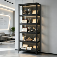 Vitrine Moderne en Acier avec Portes en Verre Anti-Poussière, 5+ Compartiments pour Salon, Chambre, Bar à Domicile et Rangement de Salle à Manger