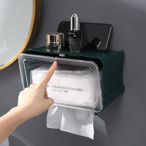 Luxury Green <b>Wall</b> <b>Mounted</b> Toilet Paper Holder With Storage Rack For <b>Bathroom</b> <b>Shelves</b> Durable Rectangle Design - Product Image 1