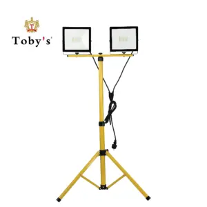 High Lumen Adjustable Metal Telescoping Tripod Stand Powerful 50w Two Head Led Outdoor Work Lights