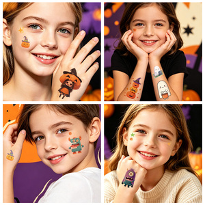 Lindas pegatinas de tatuajes temporales de Halloween para niños, tatuajes corporales impermeables de fantasmas, calabazas y monstruos para fiestas infantiles - Product Image 3