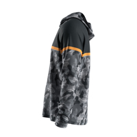 T-shirt de protection solaire pour homme, à capuche, évacuant l'humidité, unisexe, toucher doux, pour sports de plein air, rayures orange, colorblock