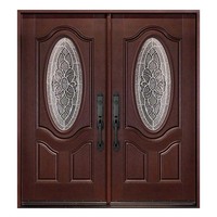 Porte extérieure moderne résistante aux intempéries, porte principale composite double en fibre de verre