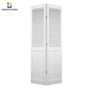 Puerta Plegable de Madera con Acabado Blanco Personalizado, Puerta Plegable de Madera para Patio, Marco de Madera Sólida, Puertas Plegables de Madera y Vidrio para Tiendas Comerciales - Product Image 2