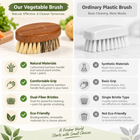 Brosse à légumes en bambou carbonisé avec poils en sisal et en palmier, double densité, pour nettoyer les pommes de terre, les carottes et les champignons