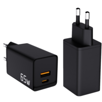 PD 65W enchufe de la UE de doble puerto + cargador GaN tipo C, certificado CE y RoHS