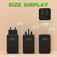 Adaptor dinding pengisi daya Cepat 6 port 150W, pengisian daya Super cepat PD QC 3.0 Usb C untuk iphone Samsung ipad Xiaomi Huawei One plus baru