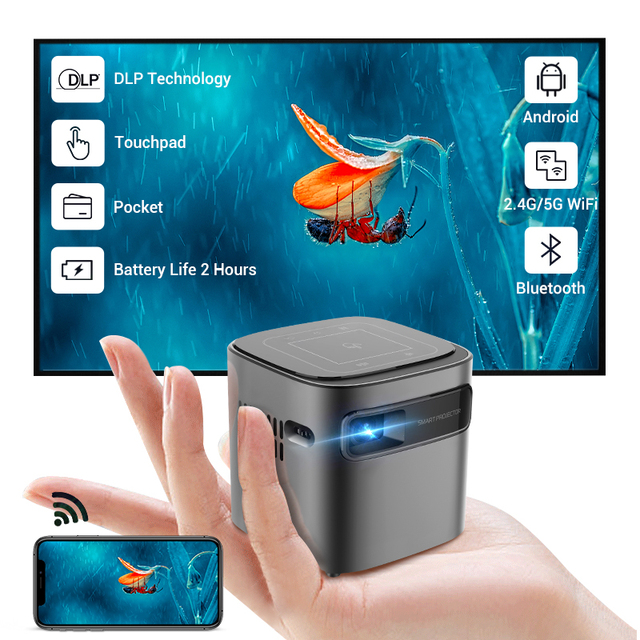 Hotack Hot Sale Smart Android WIFI Pico Mini Portable LED DLP  Projector for Home Theater/Outdoor/Meeting