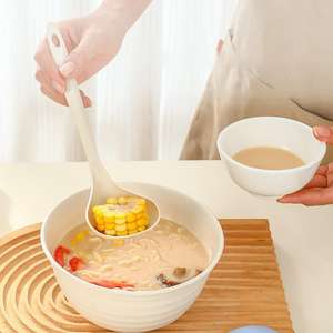 22.5cm <span class=keywords><strong>de</strong></span> Long biodégradable paille <span class=keywords><strong>de</strong></span> blé <span class=keywords><strong>Chef</strong></span> cuillère résistant à la chaleur outil <span class=keywords><strong>de</strong></span> cuisine produits en caoutchouc ovale cuillère à soupe - Product Image 2