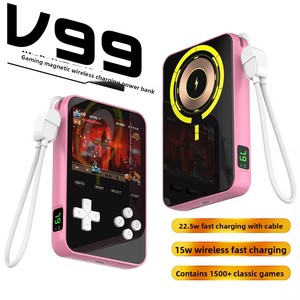 Batterie Externe Console de Jeu V99 Magnétique Sans Fil à Charge Rapide Lithium Polymère 1500 Jeux Classiques Disponibles à Jouer Gratuitement - Product Image 6