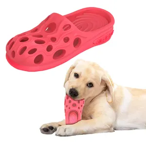 AFP宠物咀嚼空气幼崽橡胶拖鞋狗超声波吱吱鞋牙齿护理牙齿清洁咀嚼玩具