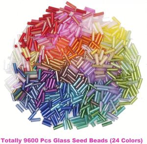 กล่องลูกปัดแก้ว 24 สี ชุดใหญ่ 9600 ชิ้น ขนาด 2*6.5 มม. ลูกปัดแก้วเม็ดเล็ก DIY สำหรับทำของเล่น - Product Image 3